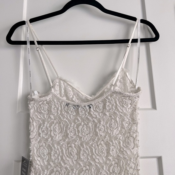 Retrofete Landy Sheer Lace Faux Pearl Adorned Maxi Dress White NEW with tag - Picture 5 of 14